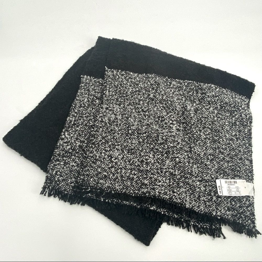 NWT Christopher & Banks winter scarf black and white color clock with fringe